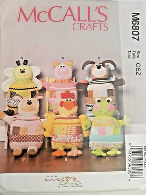 McCall's 6807 M6807 Soft Plush Animals Stuffed Craft Sewing Pattern UC FF Toys 