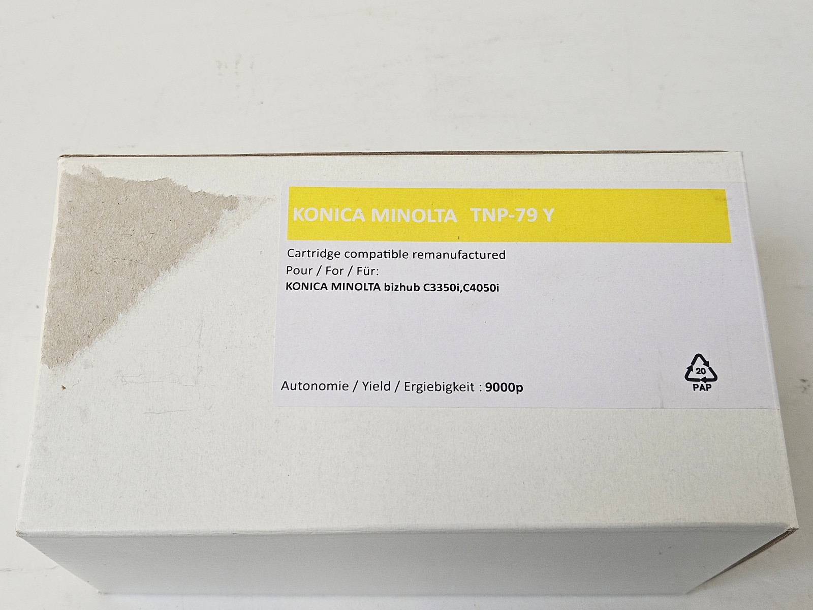 Konica Minolta TNP79Y compatible Yellow toner for Bizhub C3350i C4050i