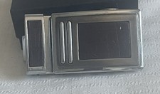 Men's Belt Silver Tone Brown Leather Accessory Buckle