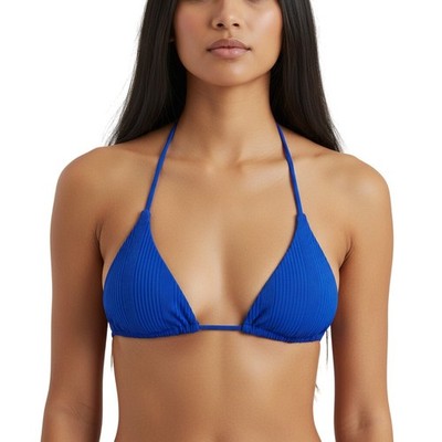 L*Space Pointelle Rib Brittany Bikini Top Royal Blue Triangle Swimwear NWT Small