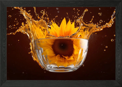 Sonnenblume splash gerahmtes Wandbild Poster Leinwanddruck Bild