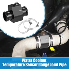 1 Set 26mm Temperature Gauge Joint Pipe Radiator Adapter with Hose Clamps Black