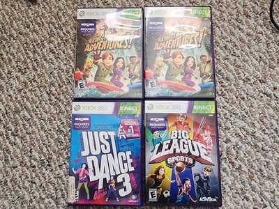 Lot Of 4 Xbox 360 Kinect Games Just Dance 3 Big League Sports Kinect Adventures