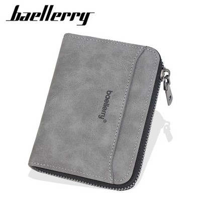 Men's Retro Multi-functional Compact Wallet&Card Holder with Zippered ID Pocket