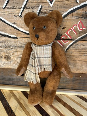 VTG 18  Teddy Bear Artist D. Ondra Jointed Pose Able  Cinnamon W/ Plaid Scarf