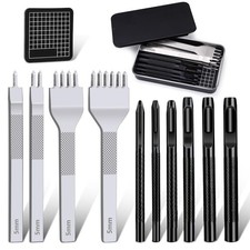Leather Stitching Punch Hole Punch Tool Set, 5mm 1/2/4/6 Prong Punch Chisel ...
