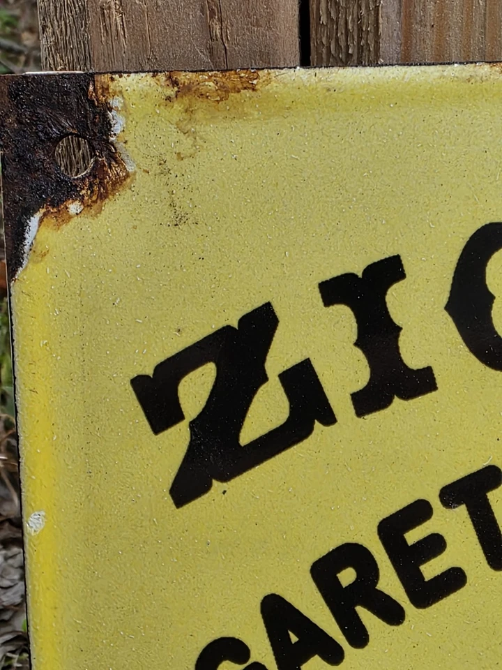 LETRERO DE PORCELANA ZIG ZAG VINTAGE 1969 FRANCIA FUMAR CIGARRILLOS ROLLO PAPELES Foto 4 de 4