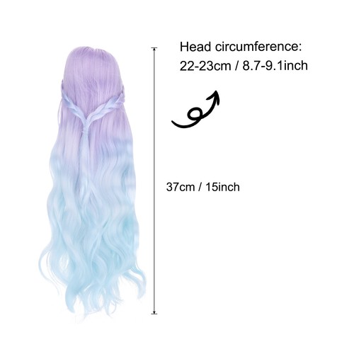 15'' Doll Wig, Toy Head Wig Hair for 22-23cm Head Circumference, Gradient Purple - Photo 2/5