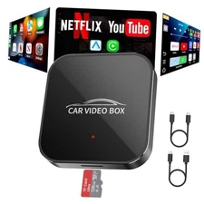 Wireless Carplay & Android Auto Adapter Built in Netflix YouTube, 3-in-1 Black