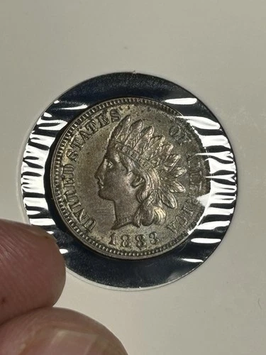 1883 INDIAN HEAD CENT GORGEOUS TONED UNC. WATCH VIDEO! Headdress Dbling