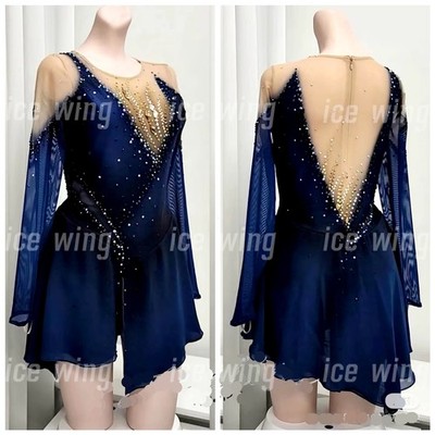 Figure Skating Dress Ice Skating Dress Competition Skating Wear blue