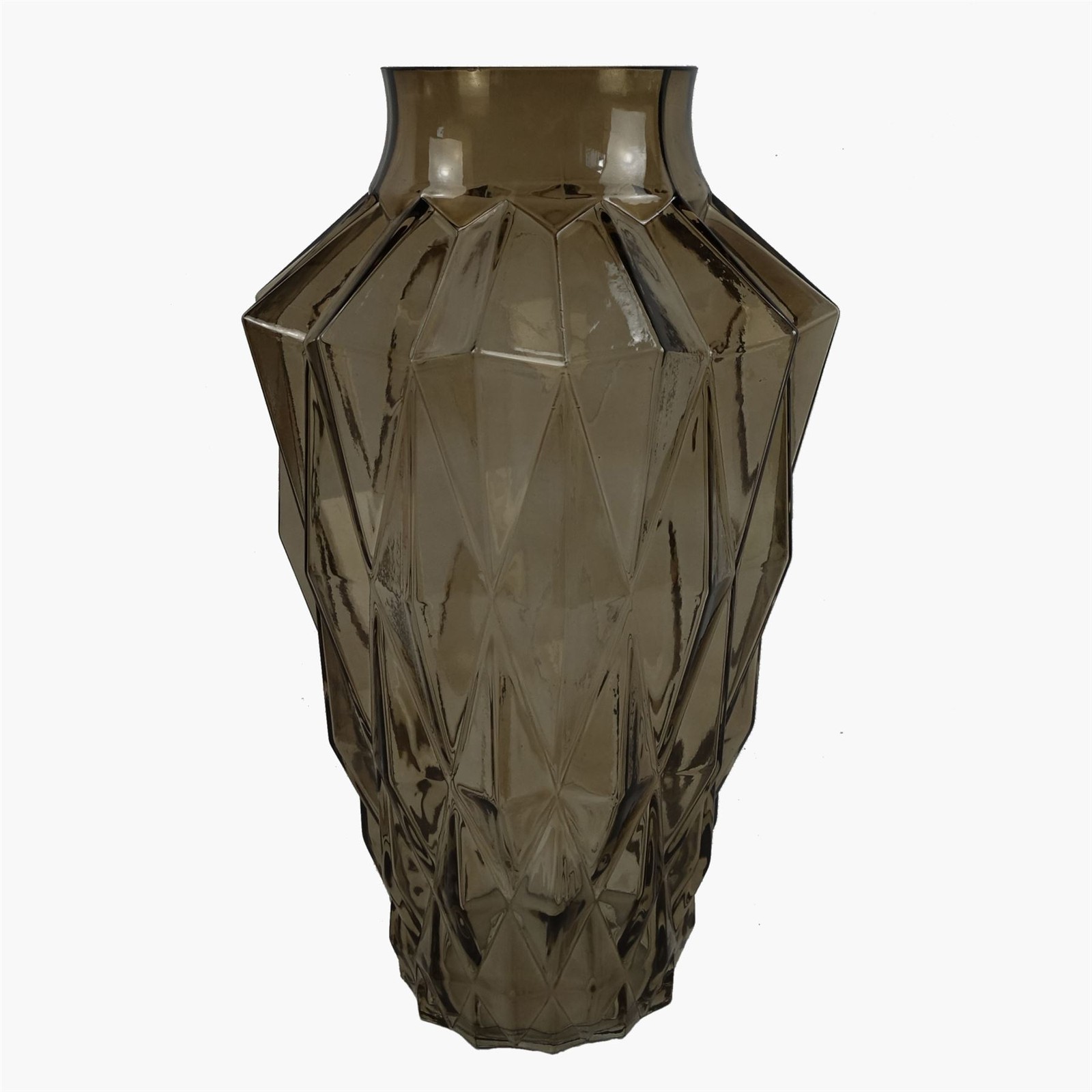 Designer Glass Vases, 30cm Brown Geometric - Image 2