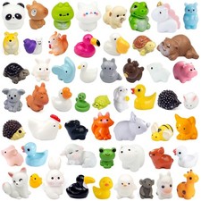 55 Pcs Mini Resin Animal Figurines, Tiny Animals Desk Pets Miniature Figure...