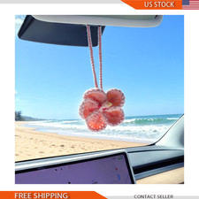 Pink Crochet Flower Charm Car Hanging And Bag Decor Pink Crochet Flower Charm Car Hanging And Bag Decor