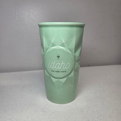 Idaho Gem Teal Starbucks Ceramic Cup Mug Tall No Lid 10oz Faceted Traveler