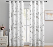 Blackout Curtains Eyelet Gold Black Silver Foil Marble Effect Thermal Curtain