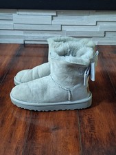 UGG Classic Mini II Boots Grey Suede Sheepskin Fur Lined Women s US 5 / EU 36 /