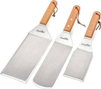 Stainless Steel Spatula Set Tools for Blackstone and Camp Chef Griddle, Metal Lo