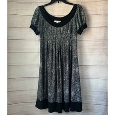 London Times Black & White Floral Dress Empire Waist Size 6