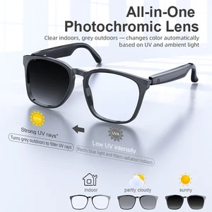 AI Translator Smart Glasses Bluetooth Photochromic Lenses Music Calls bq