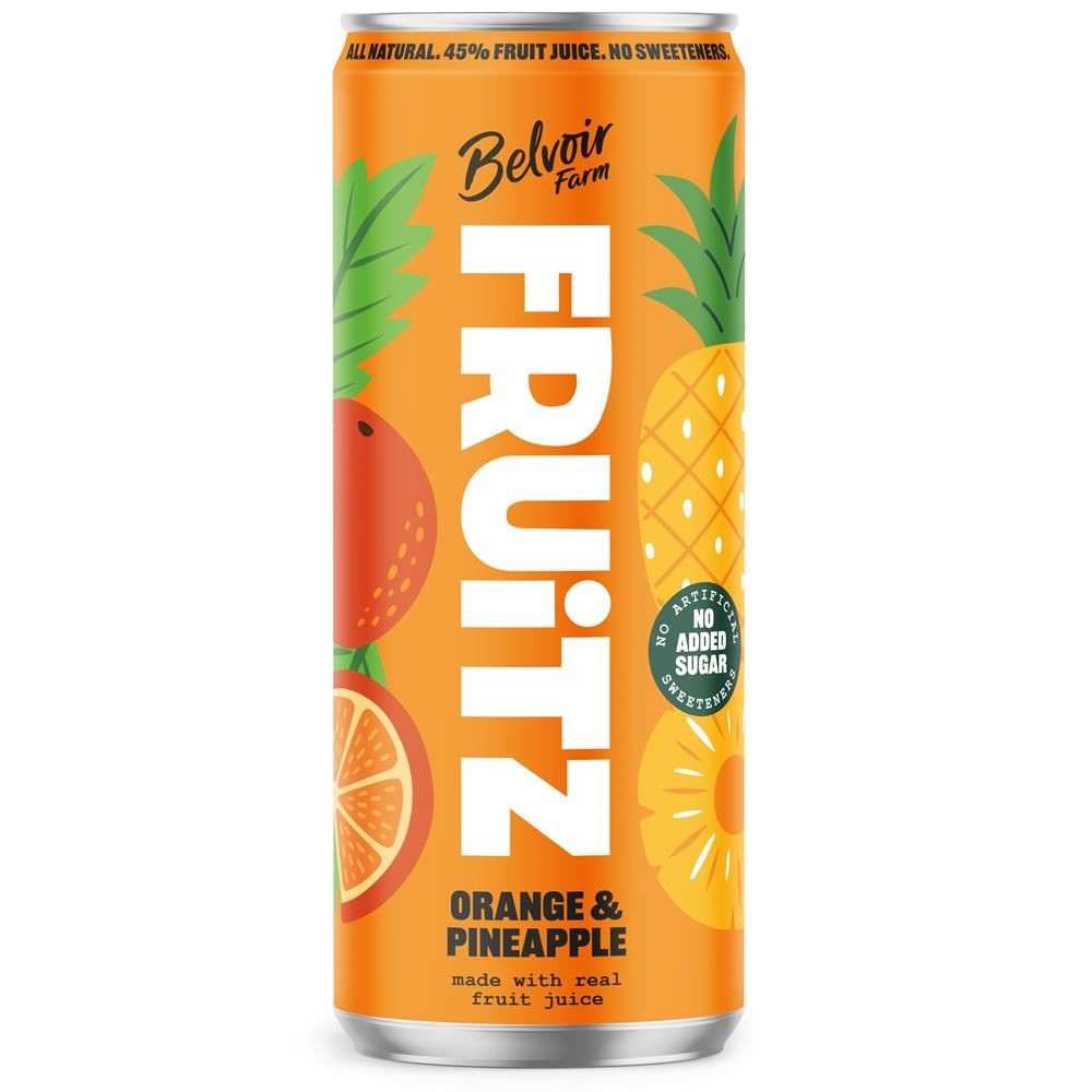 Belvoir Farm FRUiTZ Orange & Pineapple Can 330ml - 4 Pack
