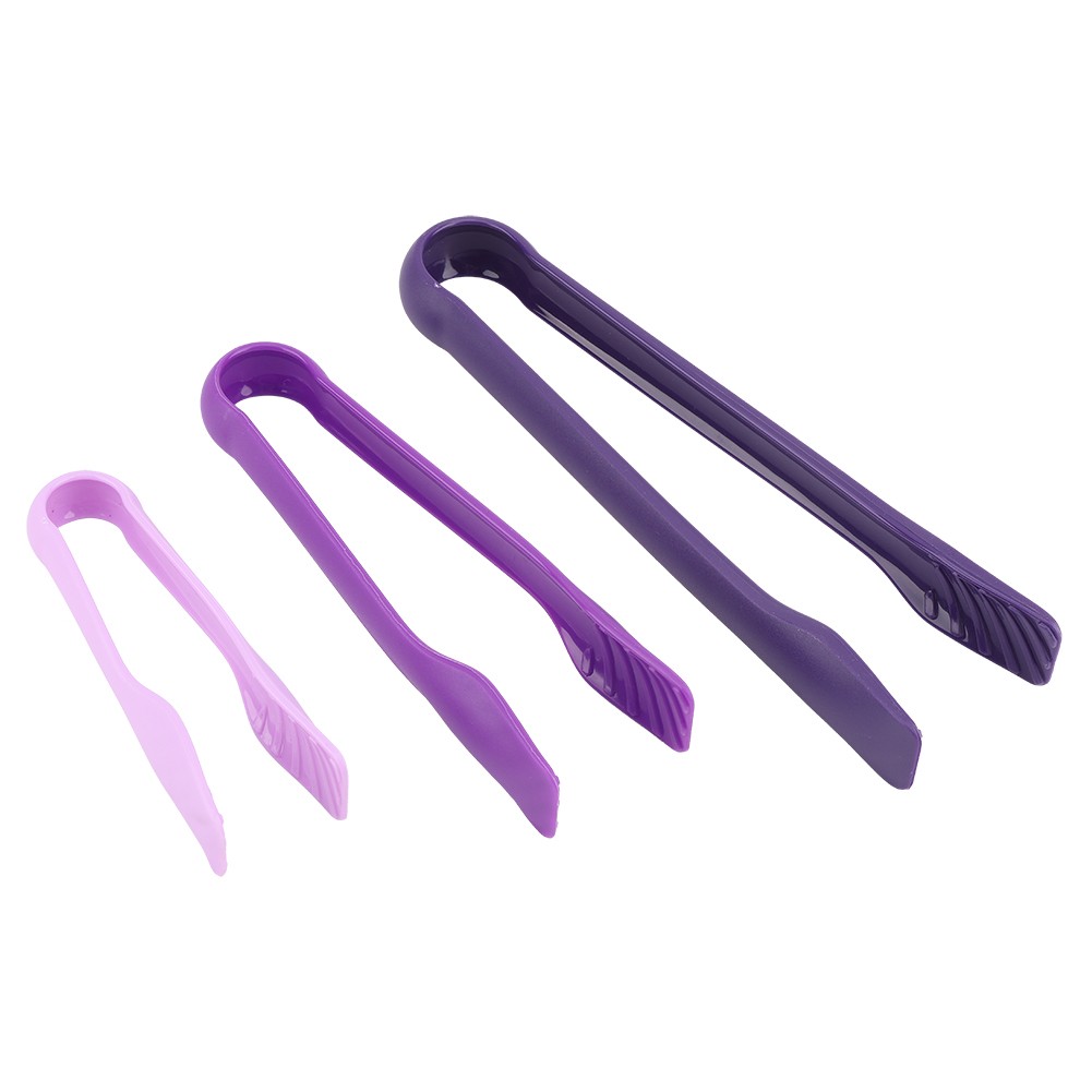 °3 PCS Multifunctional Plastic Bread Tongs Food Clamps For Home Bakery (Purple).