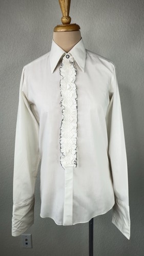 Vintage Cambridge Formal Tuxedo Ruffled Dress Shirt Men's S - Picture 2 of 9