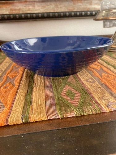 Bauer Pottery Ring Serving Salad Bowl, DARK BLUE