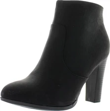 Top Moda Oscar-1 Women's high top ankle side zip chunky heels Nubuck booties