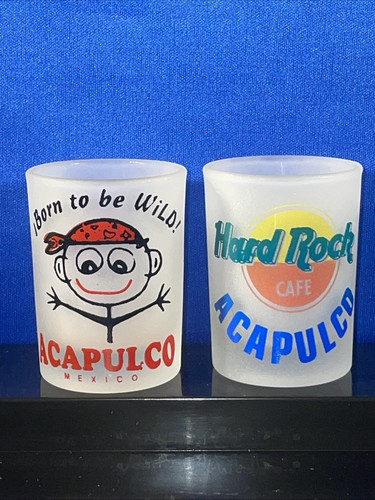 Set Of 2 Frosted Acapulco & Hard Rock Cafe Acapulco Shot Glasses 