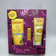 Burt's Bees Honey Pot 3 Piece Set New In Box Body Lotion Hand Cream Lip Balm