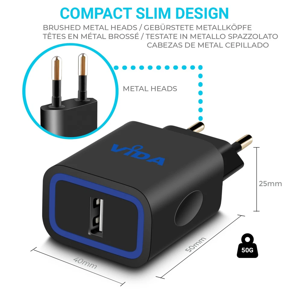 1-Port USB Netzteil Wandladegerät Adapter Ladegerät 12W mit Lade Kabel Für Handy - Bild 4 von 4