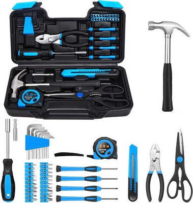39 Piece Basic Home Tool Set Household Repair Kit With Portable Storage Case...