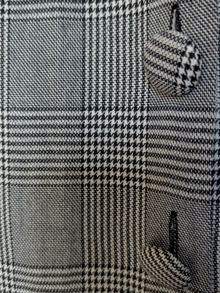 Vestido midi vintage años 80 90 Petite 6 negro blanco pata de gallo glen botones a cuadros Foto 4 de 4