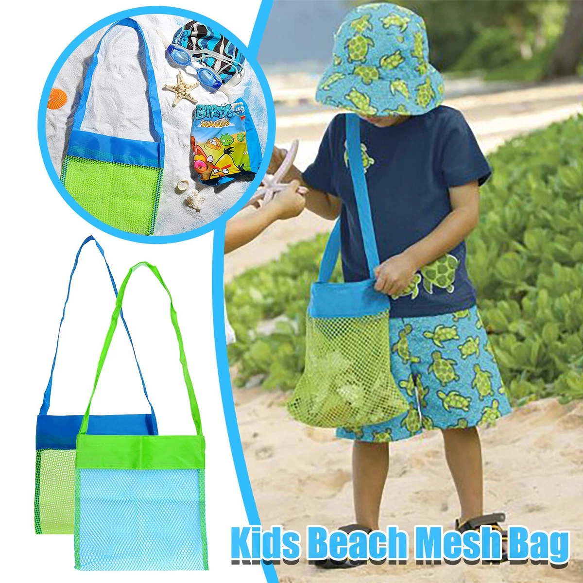 SupMLC Mesh Beach Bag Extra Large Beach Bags and Totes Tote Backpack Toys  Towels Sand Away For Holding Beach Toys Children' Toys Market Grocery  Picnic