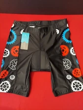 Sportuli Padded Cycling Shorts Medium Black Graphic Print