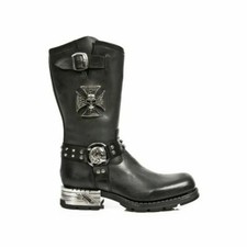 Nuevas Botas Rock Para Hombre MR030-S1 Negras Occidentales 100% Cuero Gótico Plataforma Zapatos
