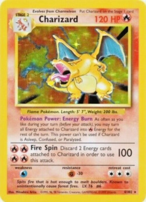 Pokémon TCG - Charizard - 4/102 - Holo - Rare - Base Set Unlimited [Light Play]