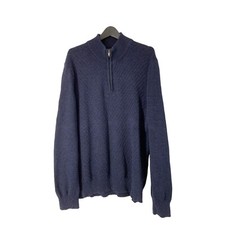 Men  s Calvin Klein Jeans 1/4 Zip Sweater Cotton Navy Size XXL 5351