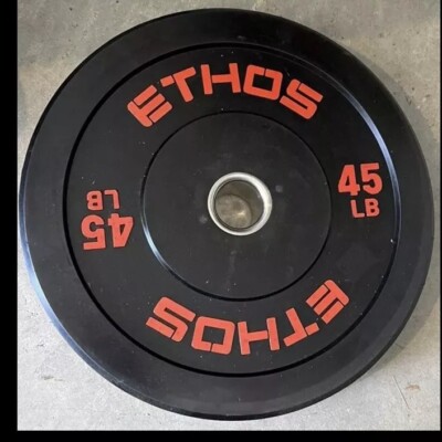 45 lb Olympic Rubber Bumper Plate NEW SINGLE Ethos Barbell Weights 