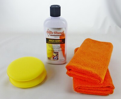 White Diamond HIGH SHINE Metall Politur & Dichtmittel Kit 2 x KOSTENLOSE M/F + Applikatoren