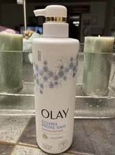 3)OLAY ECZEMA PRONE SKIN BODY WASH SOOTHING B3+ OAT EXTRACT 17.9 FL OZ. ADV FORM