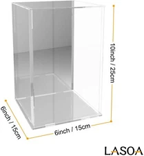 LASOA Self-Assembly Mirrored Acrylic Display Case Clear Showcase Store Box Dustp