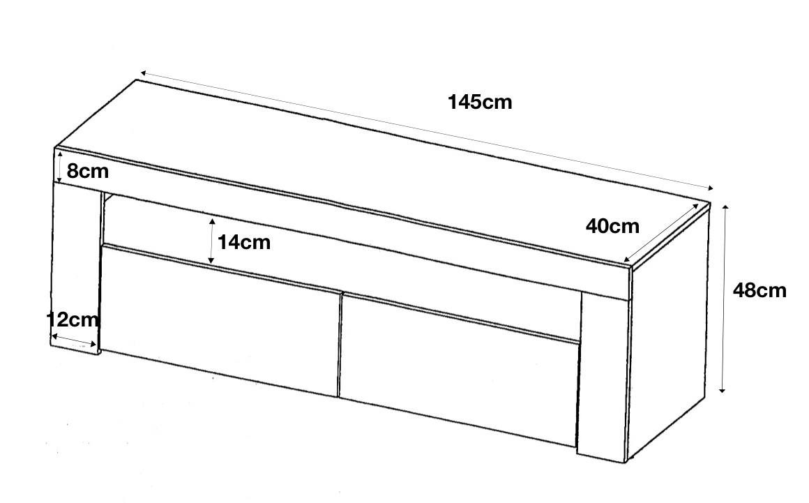 TV Unit White High Gloss &Matt Living Room Set Stand Display