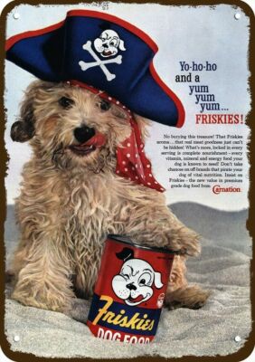 1960 FRISKIES DOG FOOD Vintage Look DECORATIVE METAL SIGN Cute MIXED BREED DOG