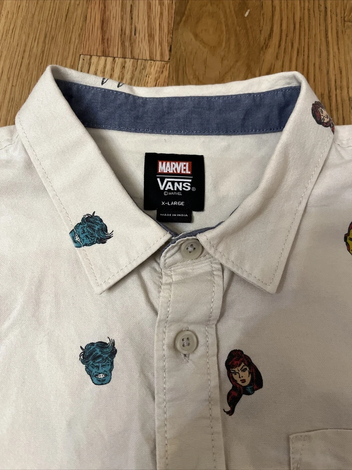 Marvel Vans Shirt Youth Size Xl Button Up Cotton EUC - Image 2 of 4