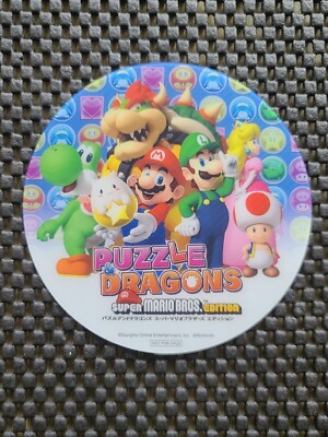 Super Mario Bros Edition Puzzle Dragons Crossover Plastic Promo Round Rare 3DS