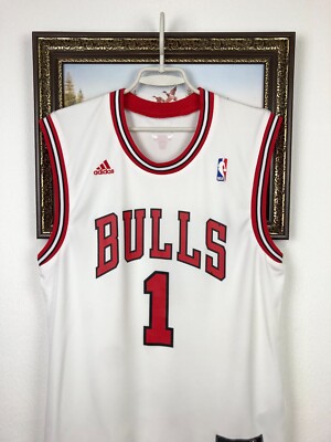 Adidas White Chicago Bulls Derrick Rose NBA Jersey Mens Shirt Tee