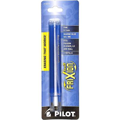 Pilot Refills Frixion Fine Point Erasable Marine Blue Gel Ink, Pack of 2 15514
