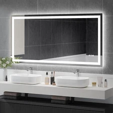 USHOWER 72”x36” LED Bathroom Mirror Wall Vanity Mirror Touch Mirror Anti-fog US